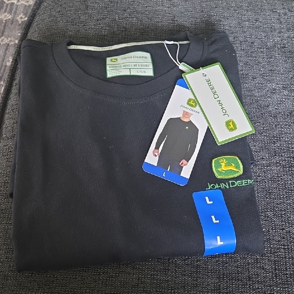John Deere Men's Black Crewneck Sweater
